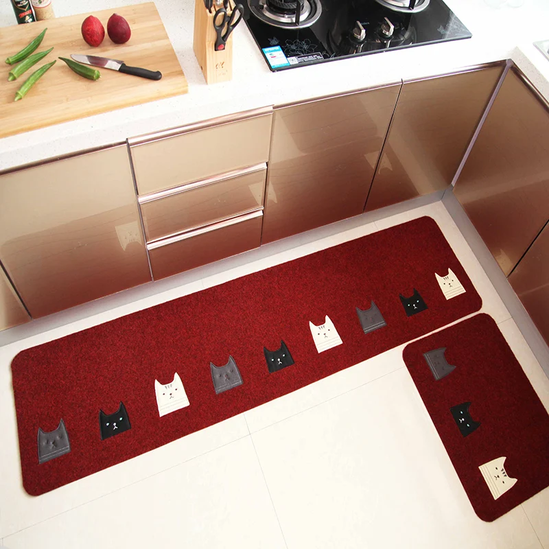 Длинный кухонный коврик с котом для выдвижных ящиков прихожая Противоскользящий