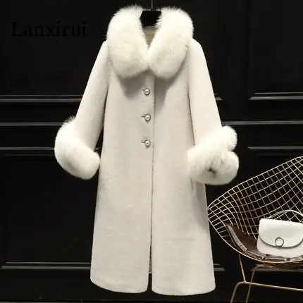 Пальто женское из овечьей кожи замшевое длинное