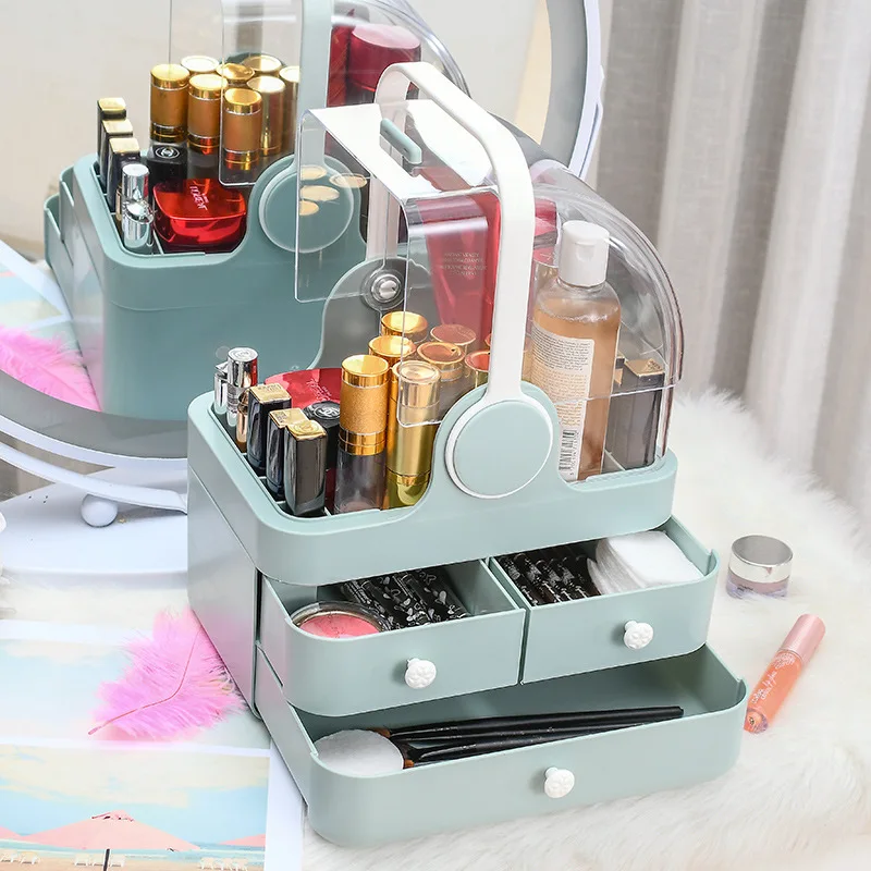 

Transparent Cosmetic Storage Box Makeup Drawer Organizer Jewelry Nail Polish Make Up Container Desktop Beauty Storage Case