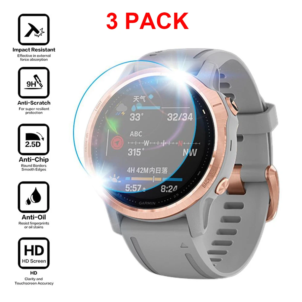 3 шт./лот закаленное стекло прозрачная защитная пленка для часов Garmin Fenix 6 6s 6x Pro Sloar