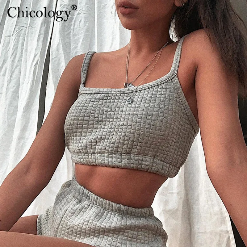 Женский укороченный топ Chicology однотонный клетчатый Топ Без Рукавов на тонких
