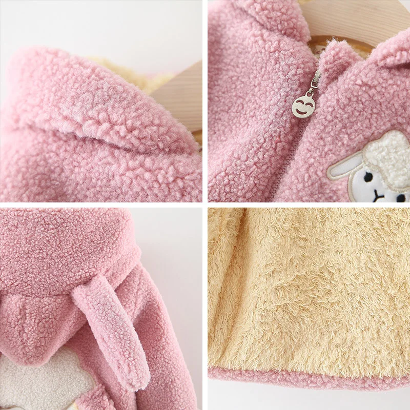 Зимняя куртка для маленьких девочек милая детская с капюшоном и мультяшной