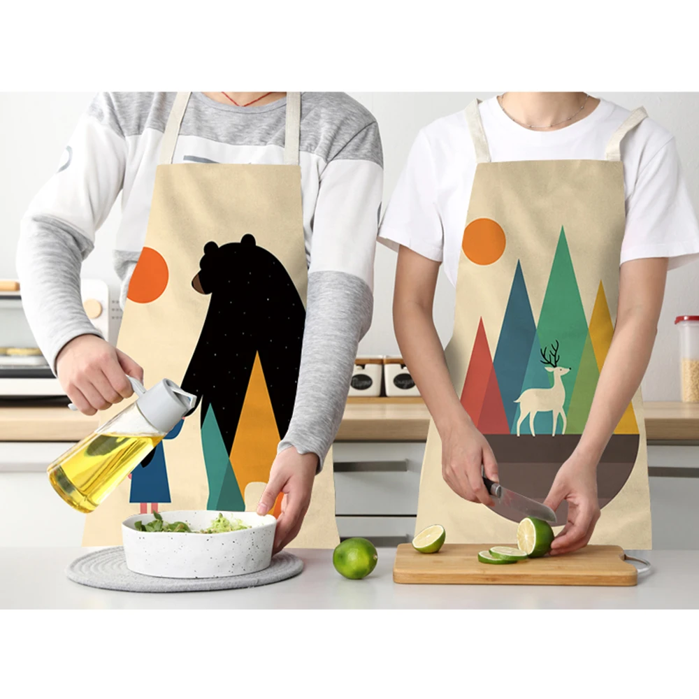 FYMX Kitchen Apron Cartoon Characters And Animals Play Games Parent-child Party Cooking Baking Supplies | Дом и сад