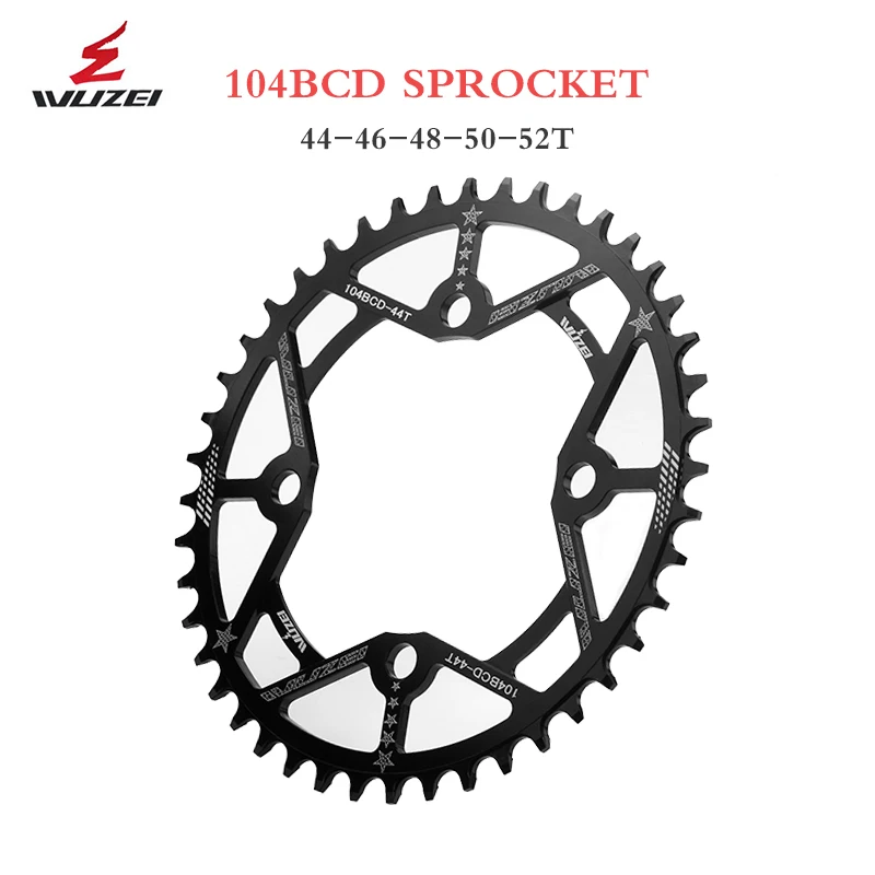 WUZEI  30T 32T 34T 36T 38T 40T 42T 44T 46T 48T 50T 52T Narrow Wide Chain Wheel MTB Bicycle Parts 104BCD Round Shape Chainrings