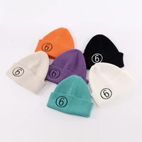 hats for women autumn winter hat embroidery number 6 cotton unisex keep warm windproof cap female cover head cap men beanie hats