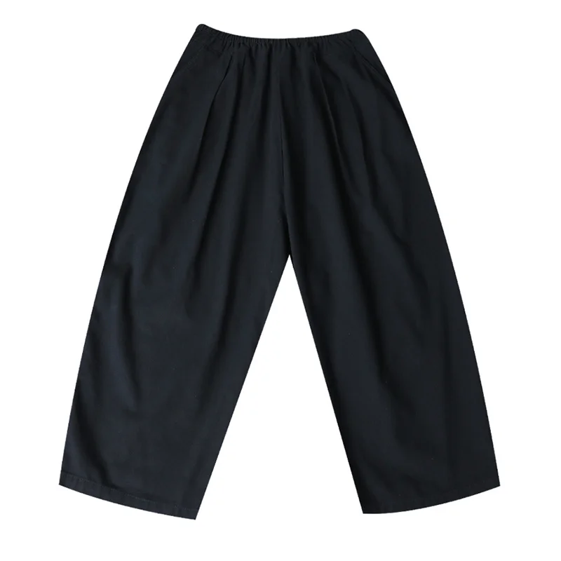 

[EAM] High Elastic Waist Black Pocket Casual Trousers New Loose Fit Cargo Pants Women Fashion Tide Spring Summer 2021 1DD8332