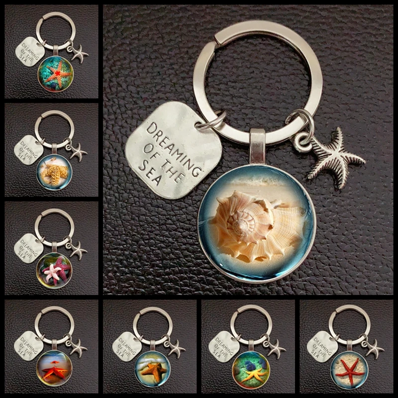 1 шт &quotМечта моря&quot брелок для ключей &quotМорская звезда&quot Хрустальное стекло