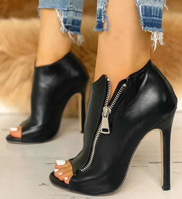 

Sexy New Women summer Thin High Heels 11cm Zipper Peep Toe gladiator pumps office sandals party shoes EU34-43