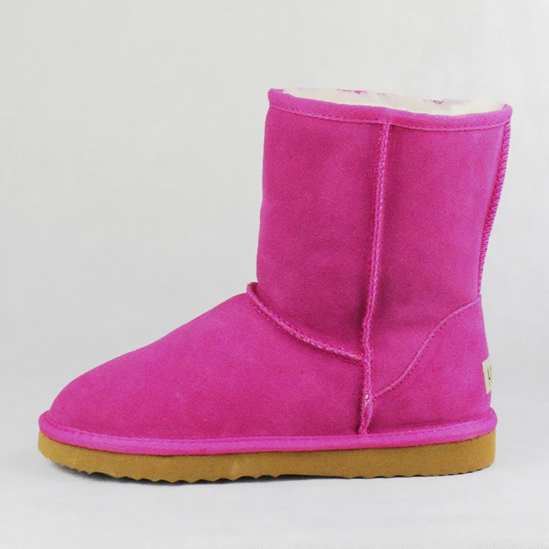 Peach Pink Австралийские классические Водонепроницаемые зимние ботинки из натуральной воловьей кожи; женские ботинки; теплые зимние ботинки для женщин; большие размеры 35-44 - Цвет: Peach Pink