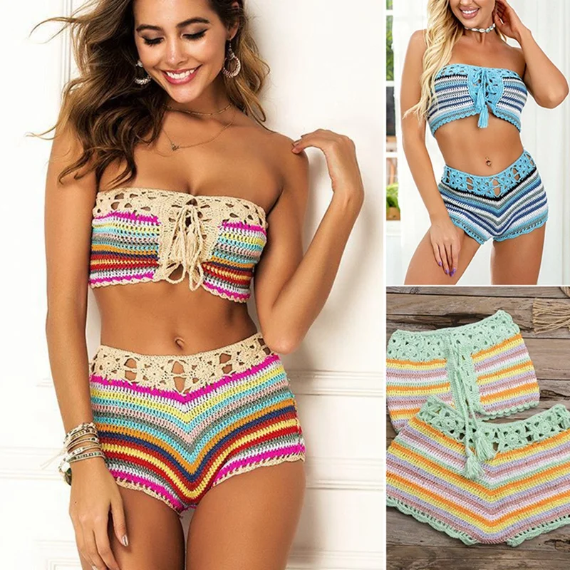 Женский Хлопковый вязаный крючком чехол для пляжа купальник Обложка один размер|