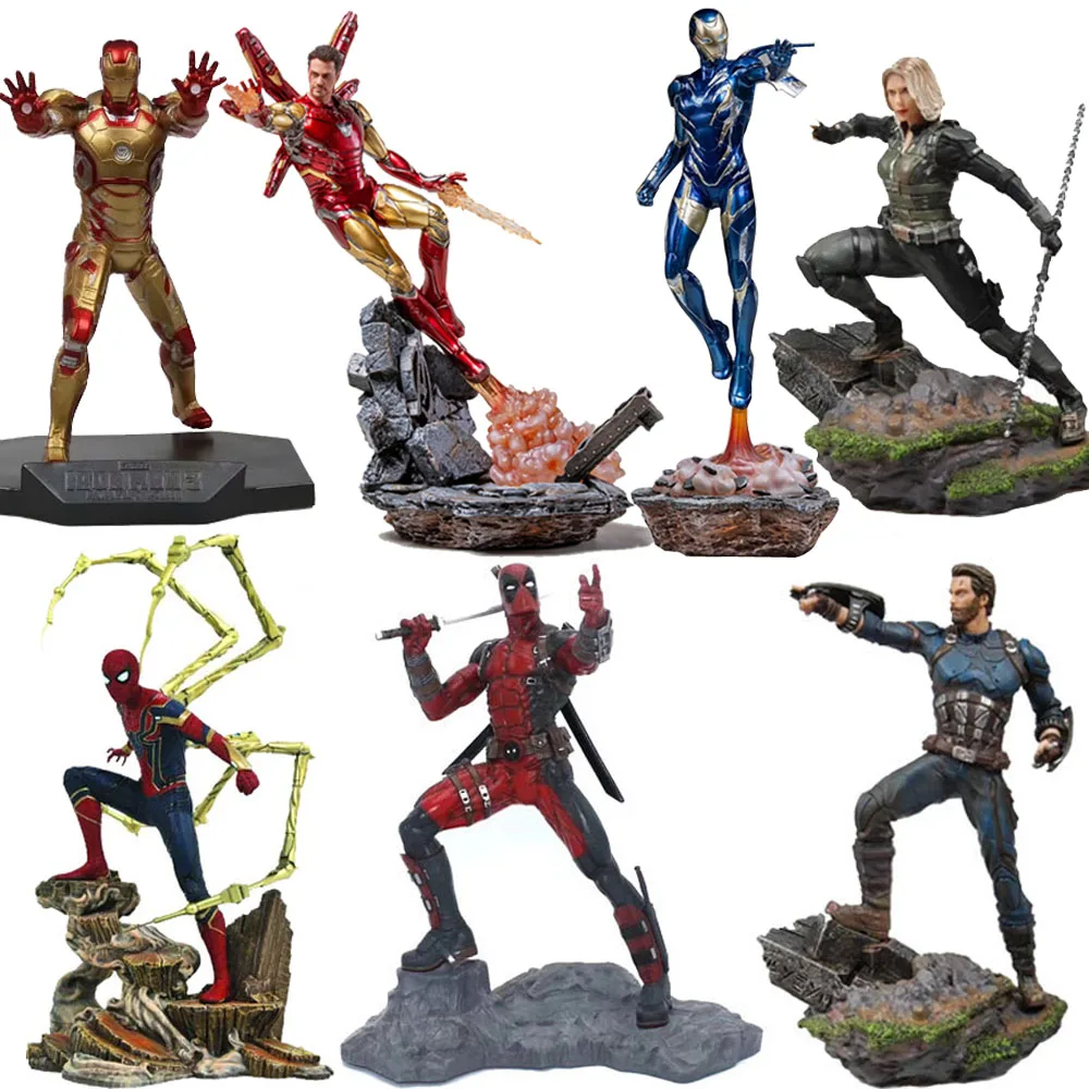 Мстители Капитан Америка фигурка Marvel Железный человек Человек-паук Дэдпул Дэнверс статуя Железный студии ПВХ Фигурки Игрушка Фигурка