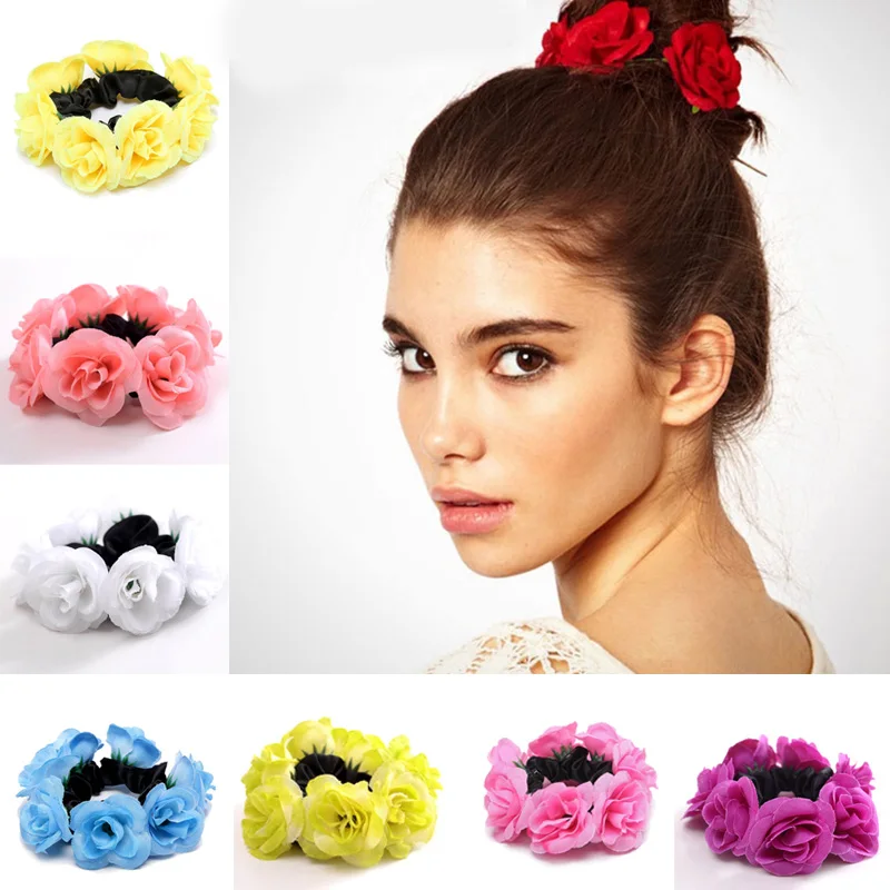 1 шт. милые держатели для волос с цветами резиновые ленты эластичные кольца