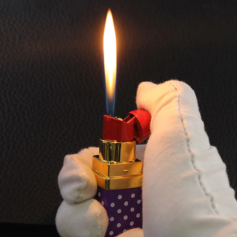 Новинка Дамская Зажигалка помада креативные зажигалки с пламенем заправляемая