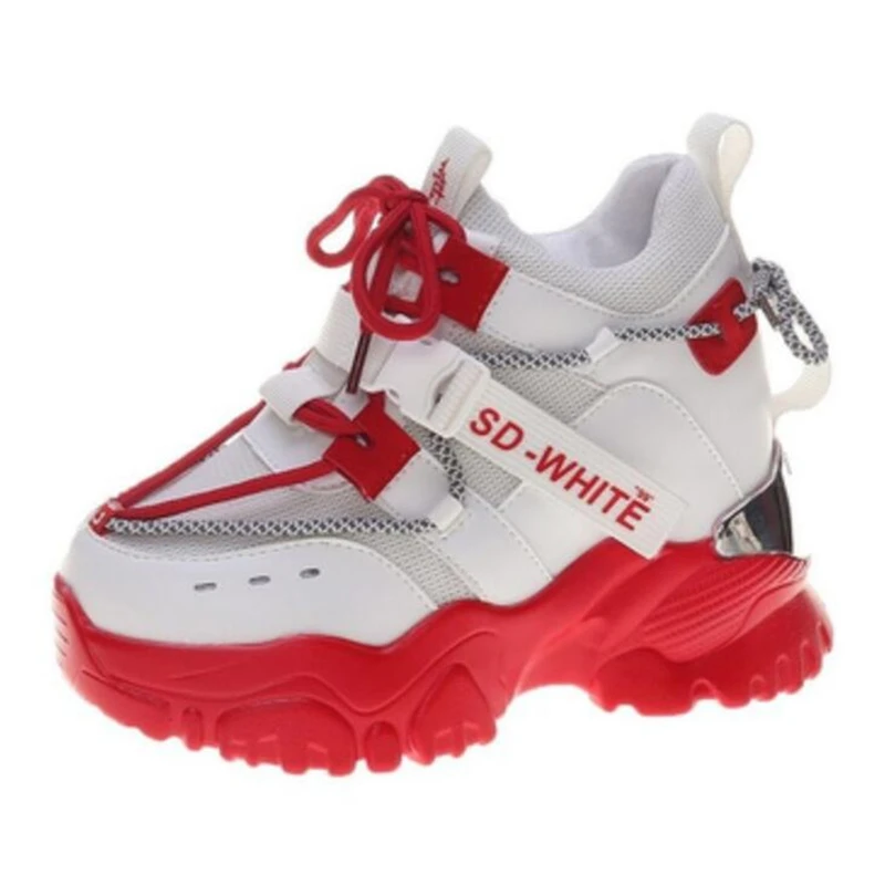 

Women Platform Chunky Sneakers 10cm high lace-up Casual Vulcanize Shoes luxury Designer Old Dad female fashion Wedge Sneakers