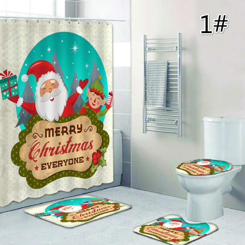 4 шт. Ванная комната душа Шторы и Ковер Наборы Нескользящая подставка коврик