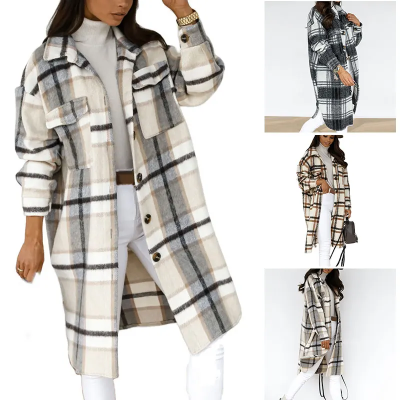 

Women's Casual Warm Lightweight Button Down Plaid Long Sleeve Jacket Coat Regular Fit for Home and Every Day Wear BMF88