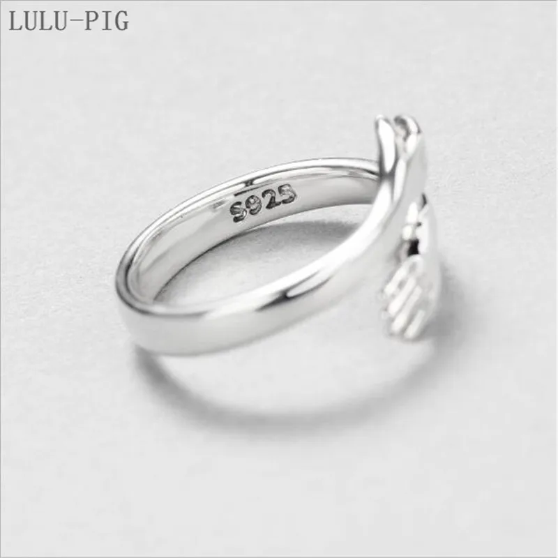 LULU-PIG Hot New 925 Silver European And American Jewelry Love Hug Ring Retro Fashion Tide Flow Open R0234 | Украшения и