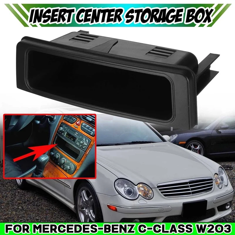 

Black Car Front Centre Insert Console Storage Box Cover Trim for Mercedes for Benz W203 C-Class 2036830291