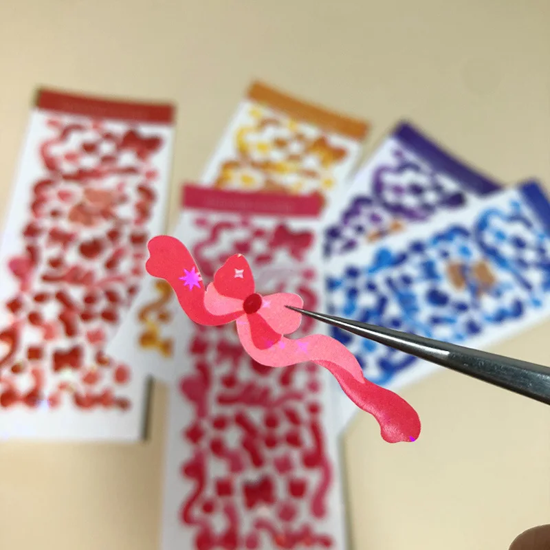 

South Korea Ins Bear Ribbon Sticker Creative Aesthetics DIY Manual Photo Album Scrapbook Stationery Sticker Couple Gift