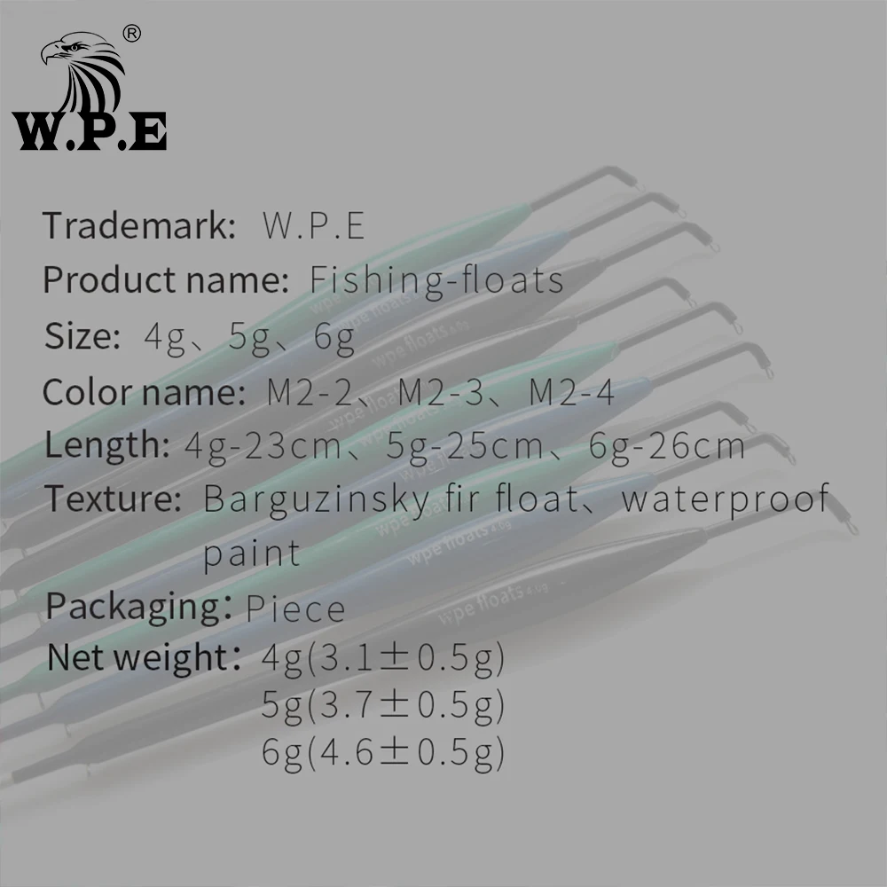W.P.E 5pcs/lot Fishing Float Size 4g/5g/6g Barguzinsky Fir Floats Carp Fishing Bobber Vertical Buoy Length 23-26cm Fish Tackle
