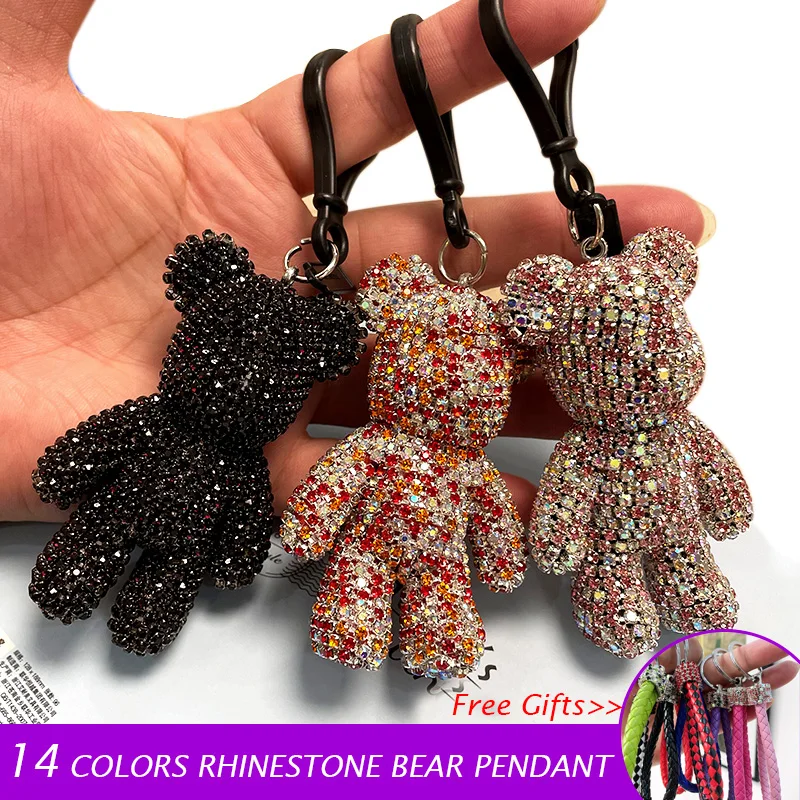 

Cute Bomgom Crystals Luxury Gloomy Bear Keychain Car Key Holder Bag Charm Holder Rhinestone Key Chain Key Ring Pendant
