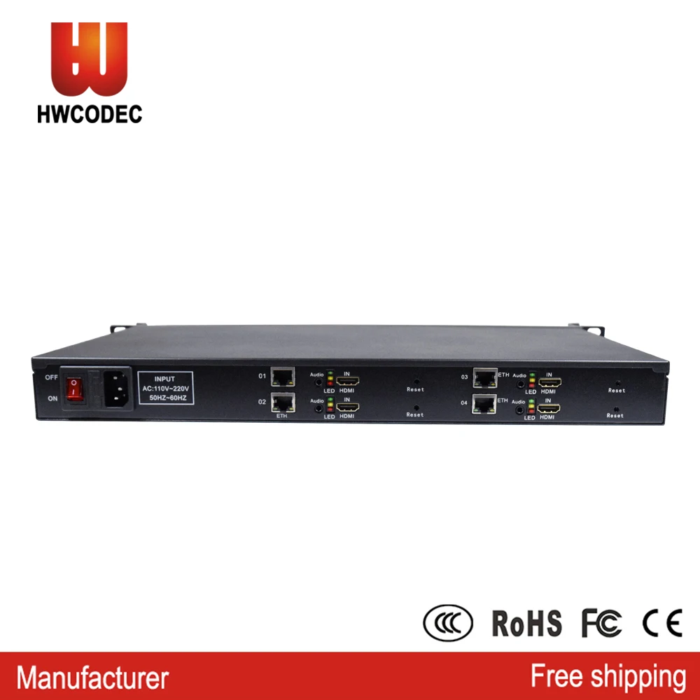 HWCODEC H5414 4-канальный HDMI видеокодер 1080P H.265 SDK/ OEM/ OSD IPTV кодер с поддержкой P2P SRT RTMP RTSP