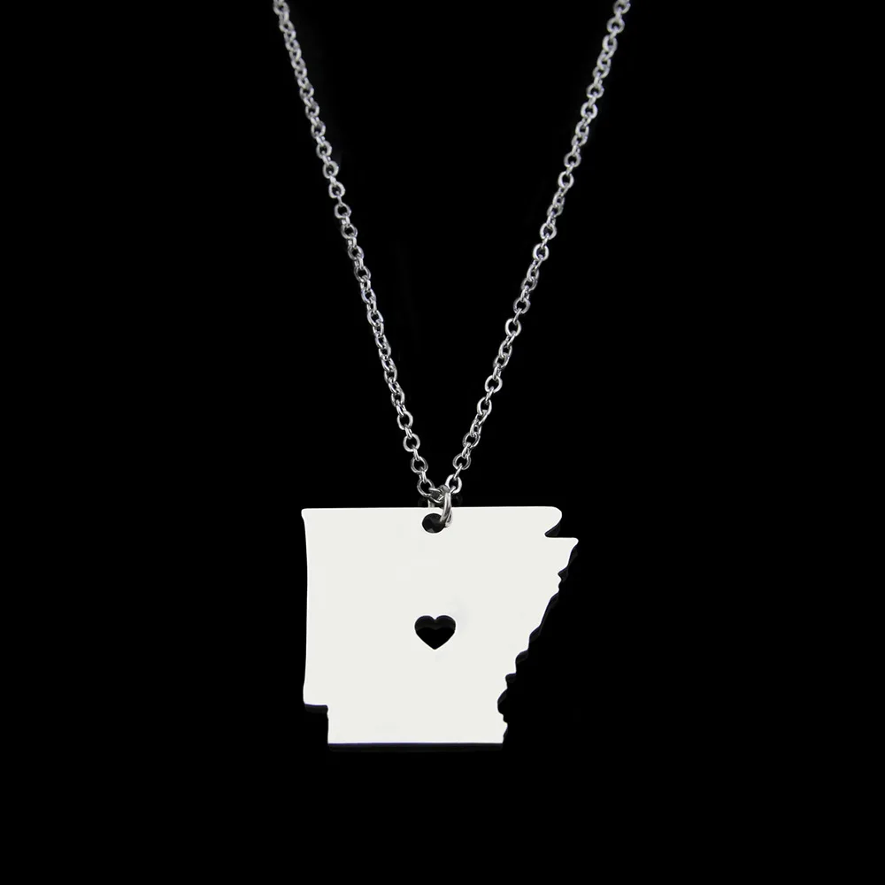 

30pcs Arkansas Southern American Map Stainsteel Necklace Love for Arkansas USA State Chain Jewelry