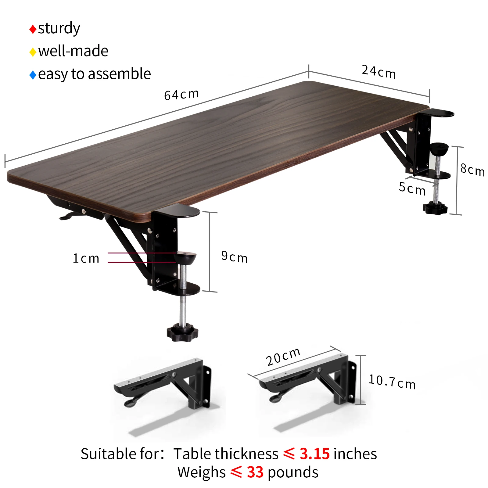 Walnut Wooden Desk Extender Ergonomic Design Large Space Foldable Structure Clamp- On Keyboard Tray Elbow Arm Support for | Компьютеры и