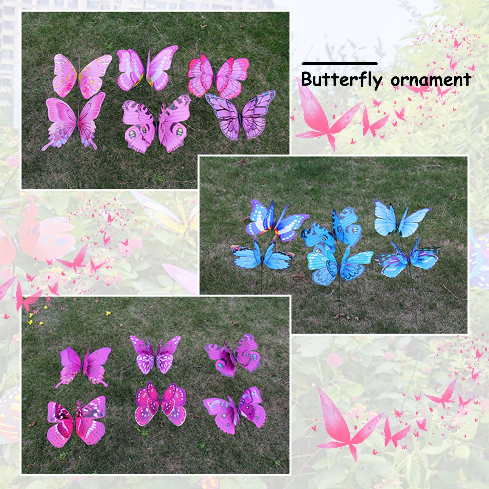 

100 Pieces Butterfly Stakes Colorful Artificial Butterflies Garden Ornaments Decor for Indoor Outdoor Lawn Yard Party Supplies
