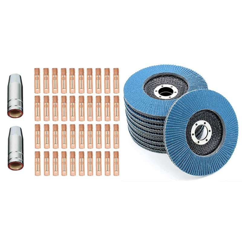 

42Pcs for Mig Welding Mb15 15Ak Contact Tip 0.8/1.0mm & 10x Flap Discs Fan Discs Sanding Sheets Abrasive Flap Discs Grit