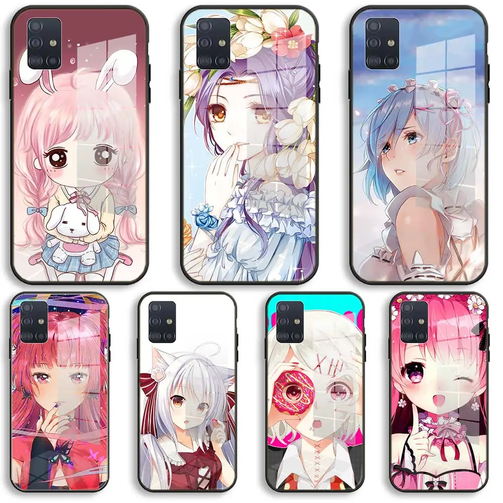 Мультяшный аниме кавайная Девушка Мягкий Силиконовый стеклянный чехол для Samsung