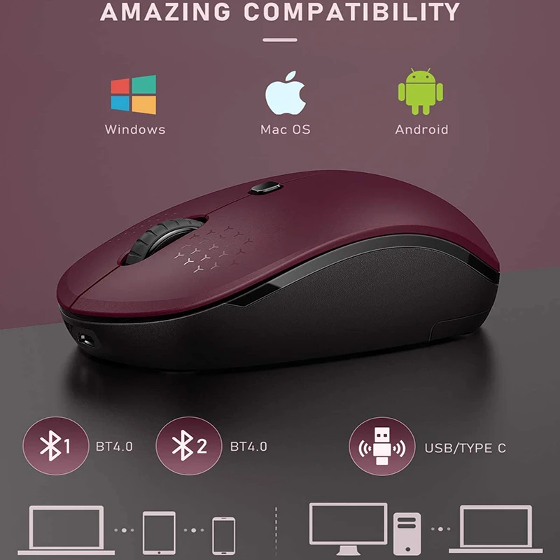 seenda rechargeable mouse bluetooth compita2 4g usbtype c mouse for macbook laptop tablet silent ergonomic mice wireless mause free global shipping