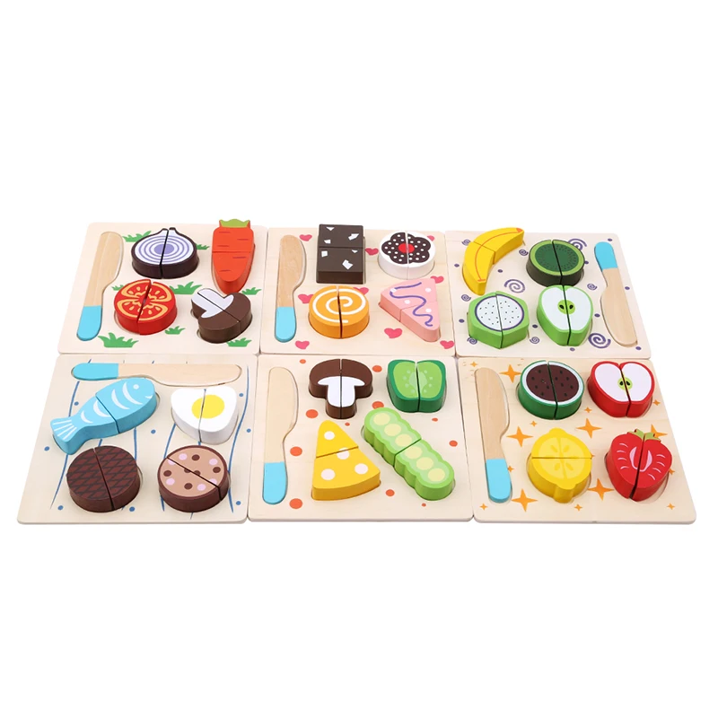 

Kids Pretend Play Toys Cut Fruits Vegetables Dessert Cooking Kitchen Toy Food Puzzles Wooden Educational Toys For Children Gift