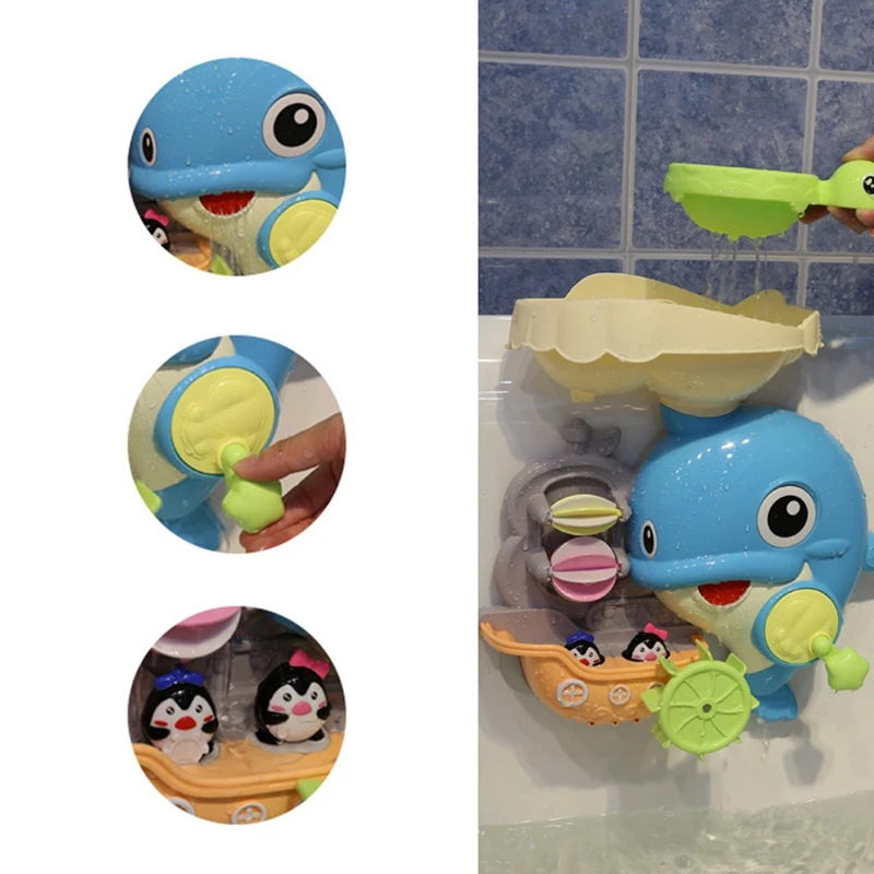 

Bath Toys Dolphin Waterfall Station Bathtub Tub Bath Time Water Toy Gift for Toddlers Kids Baby Infant Girls Boys