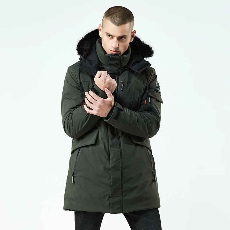 Padded Winter Jacket Men Windproof Long Coat Parkas Hood Fur Collar Clothes Men's Windbreakers Large Size Warm Epaulet Outwear