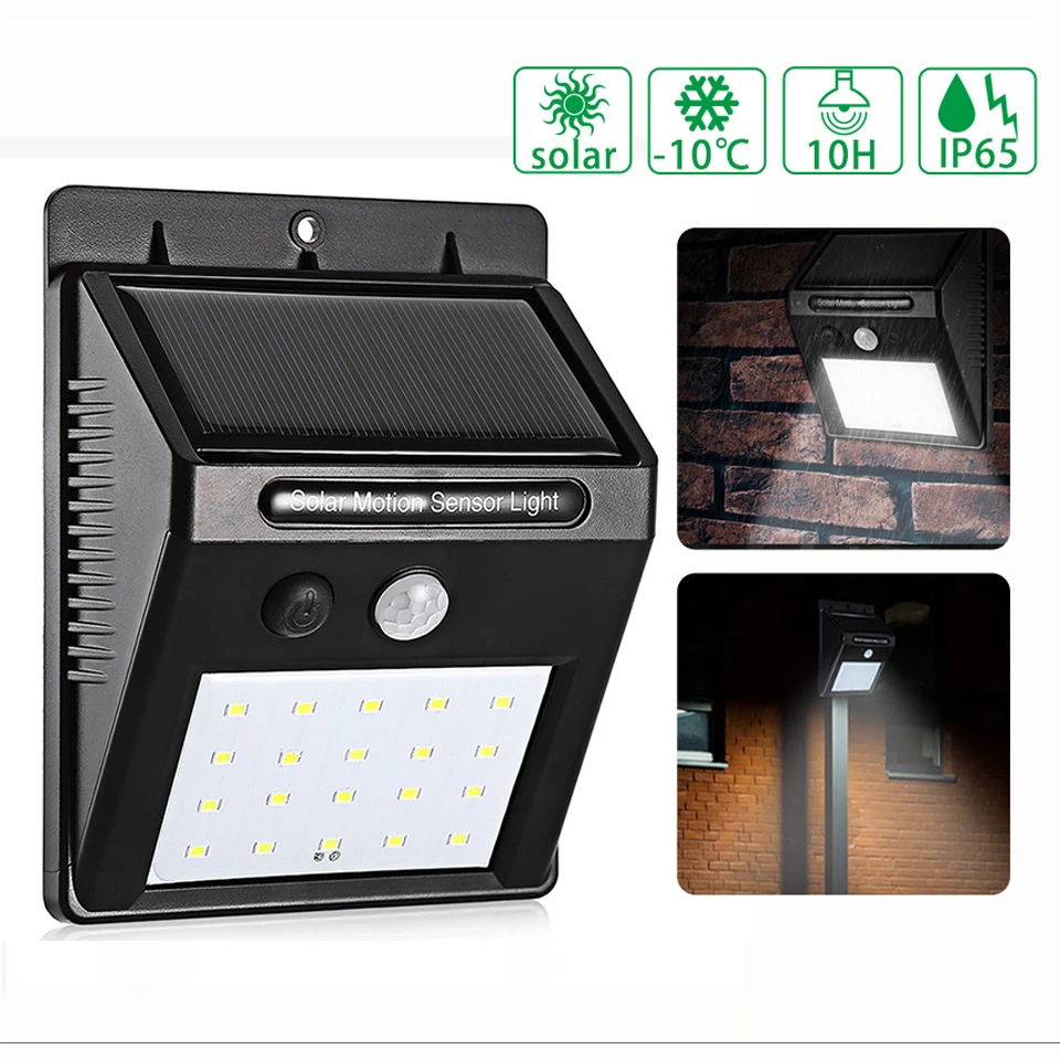 Настенный светильник на солнечной батарее с датчиком движения светодиодный