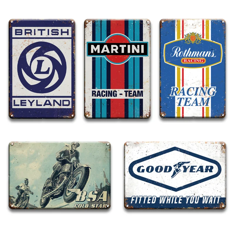 

Martini Racing Metal Plaque Tin Sign Vintage BSA Ford Motor Metal Poster Signs Garage Man Cave Wall Decorative Plates Home Decor