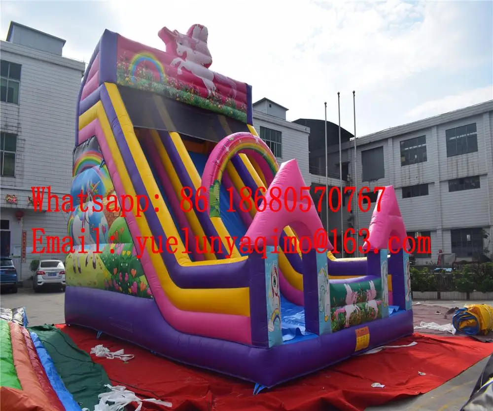 

Factory direct inflatable trampoline, slide castle, pool slide park, unicorn inflatable slide for sale