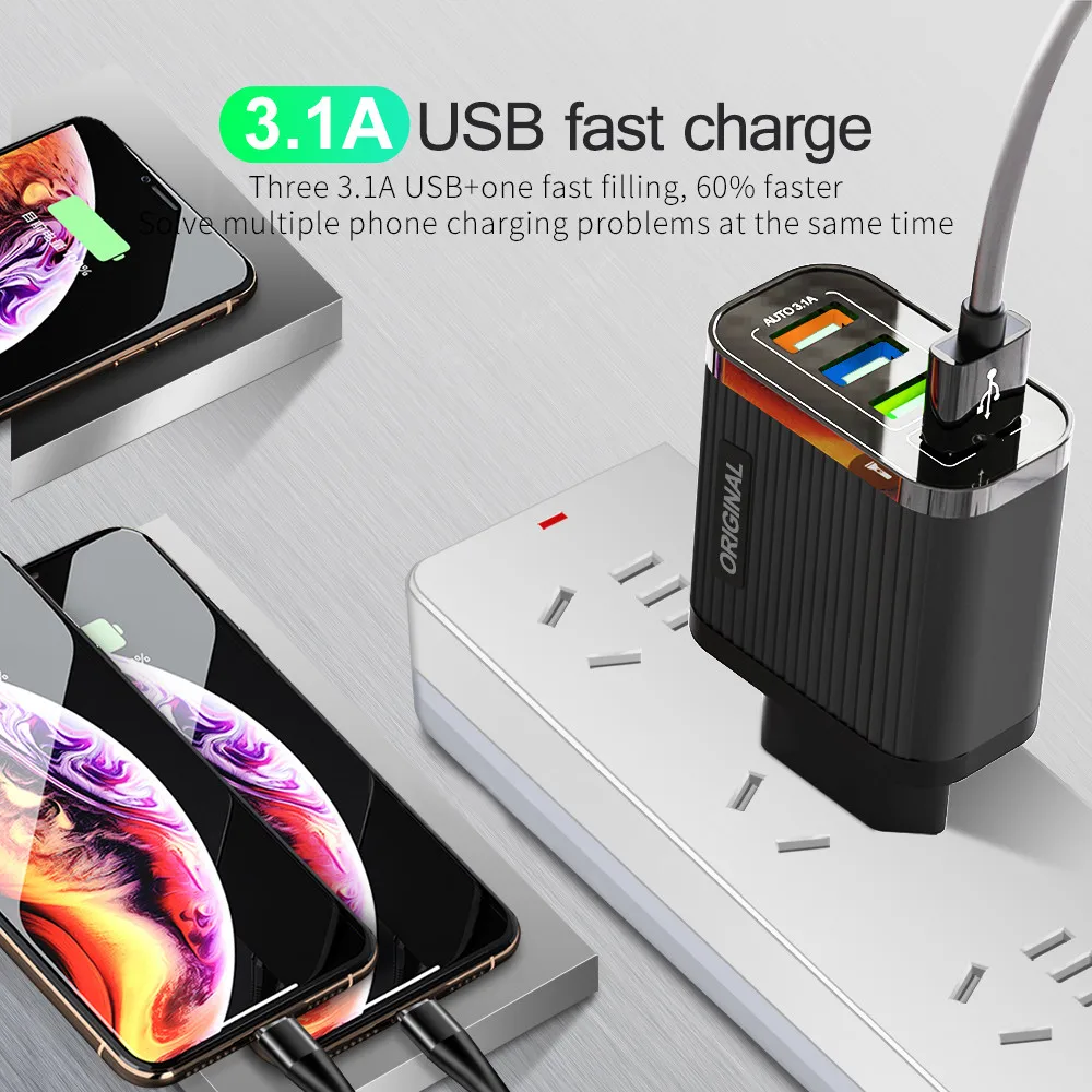 Quick Charge 3.0 For Samsung Charger 18W QC Fast Charging iPhone11 Pro Xiaomi mi Wall Travel 4 Ports USB Adapter | Мобильные