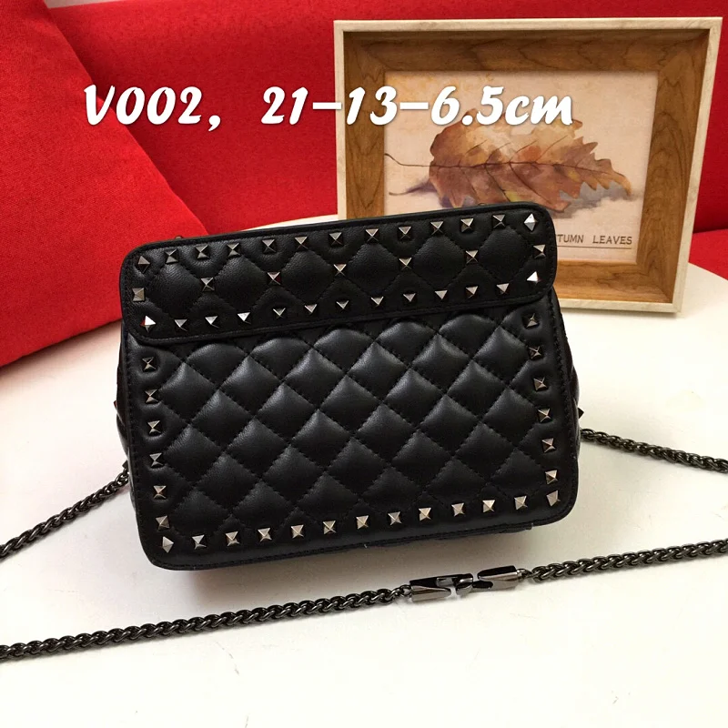 

Women Genuine Leather Handbag Fashion Luxury Shoulder Bag Chain Rivet Crossbody Bag Brand Designer Lady Flap