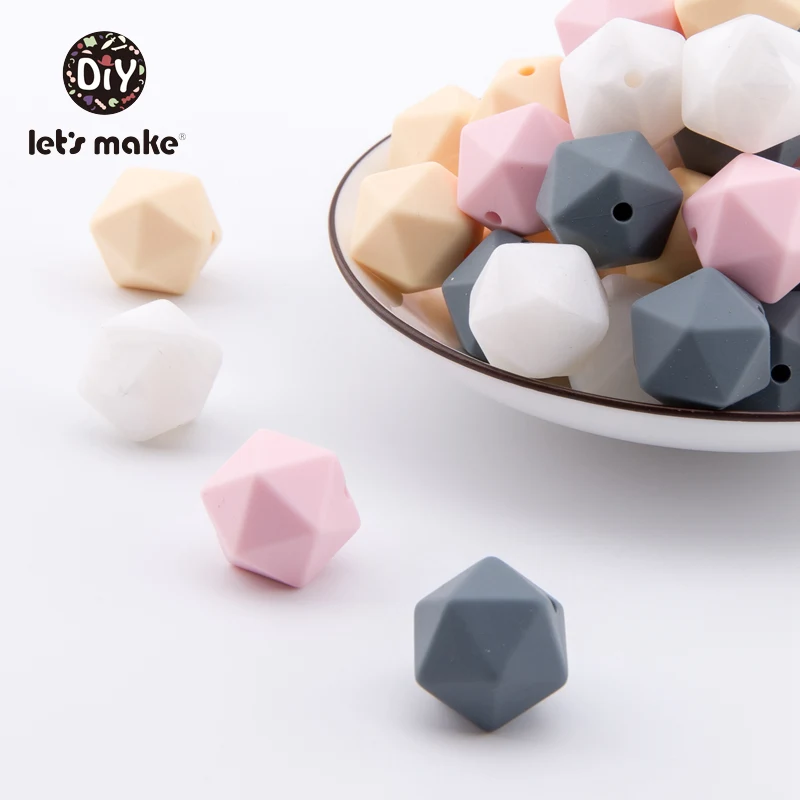Let's make-Cuentas multifacetadas de silicona, 50 piezas, 14mm, cuentas de Color caramelo, seguro para beb&eacute;, DIY, puede masticar, collar de lactancia, mordedor para beb&eacute;-3