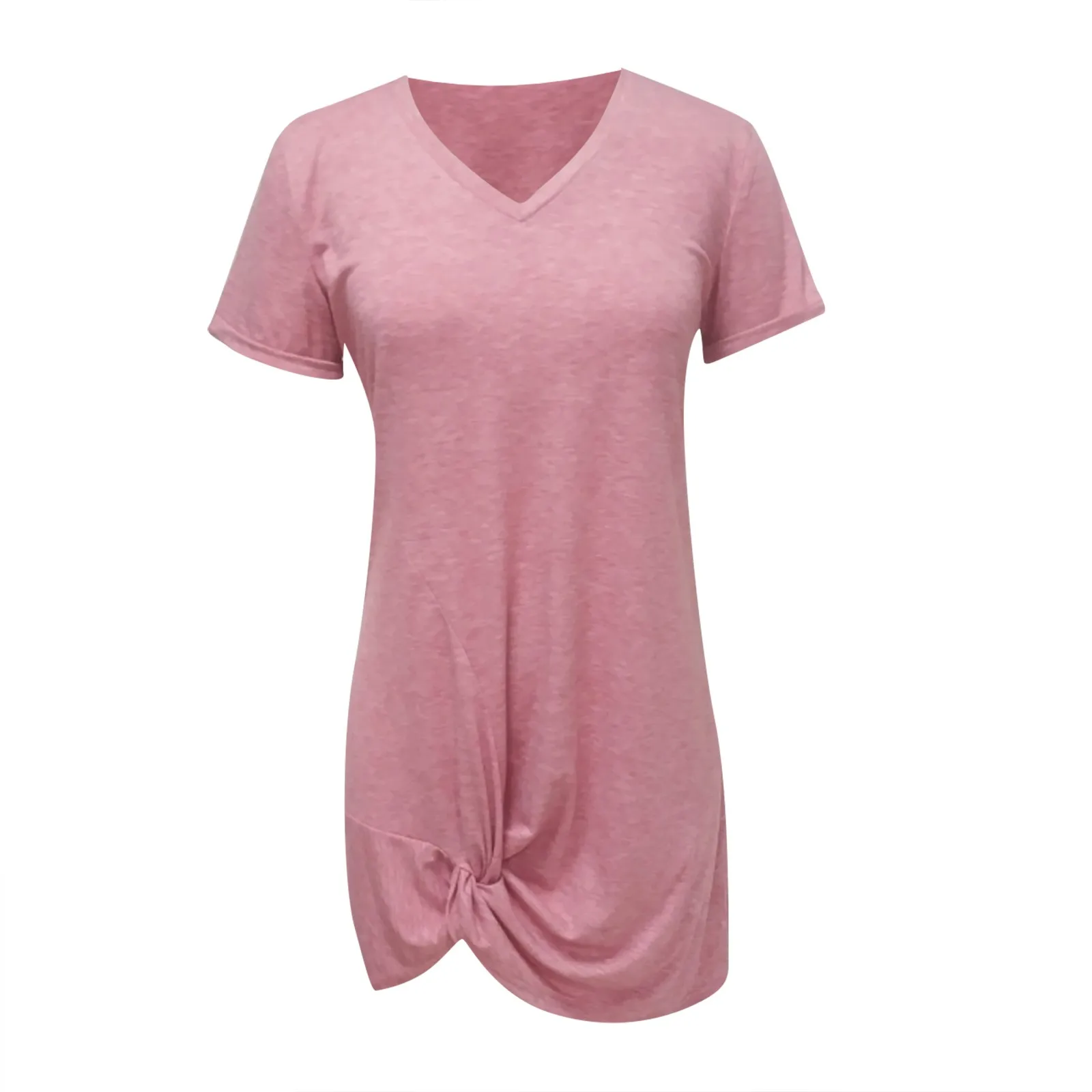 

Casual Summer Clothing Women's Dresses Fashion Solid Color Tie-Knot V-Neck Short Sleeves Beach Styles Loose Leisure Dress 2021