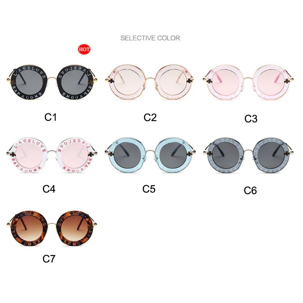 

Fashion Little Bee Sunglasses Round Women Vintage Brand Design Oculos De Sol Outdoor Retro Shades