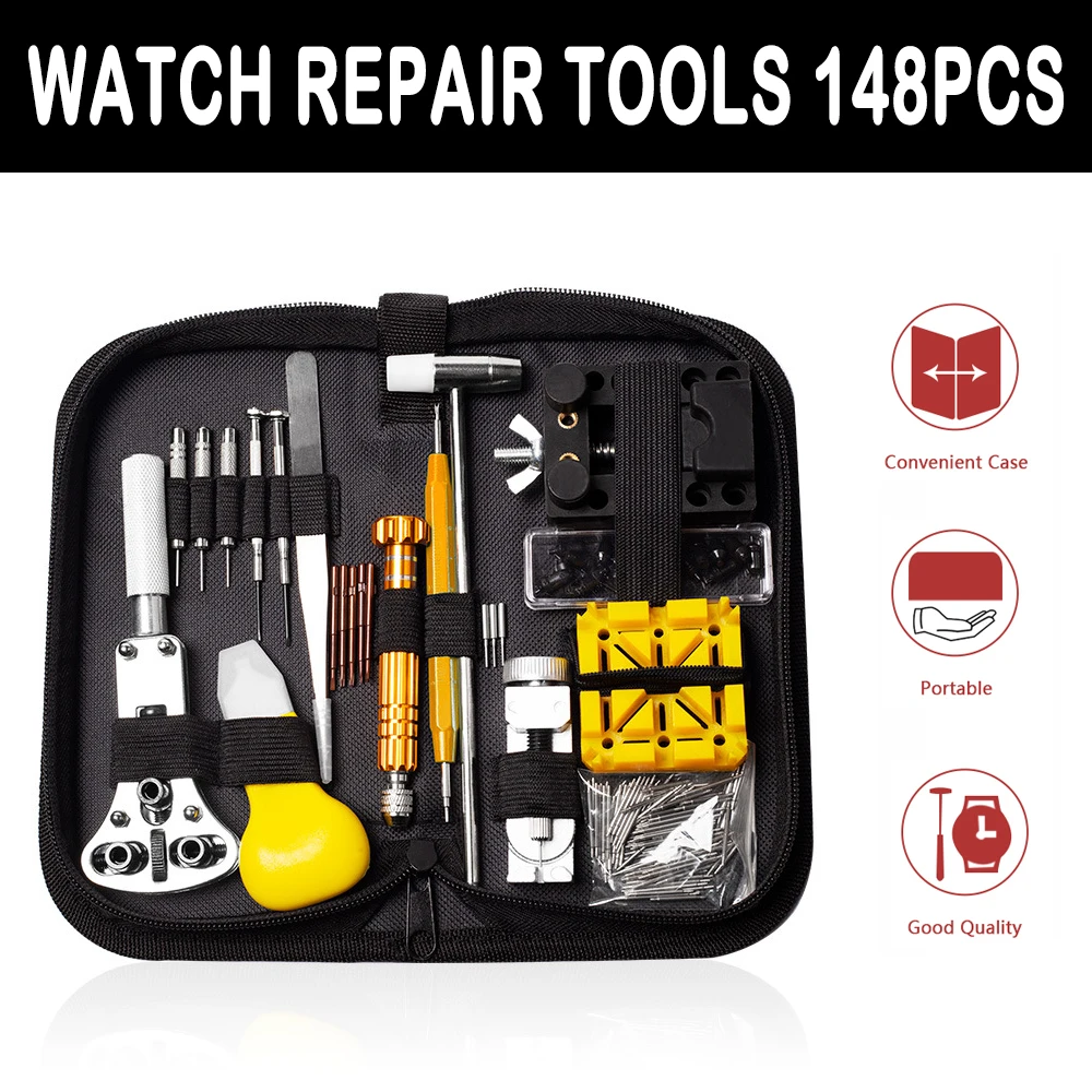 

148Pcs Watch Opener Repair Tool Kit Clock Pry Knife Screwdriver Pin Hammer Set Kit Set Opener Link Spring Remover Horlogemaker