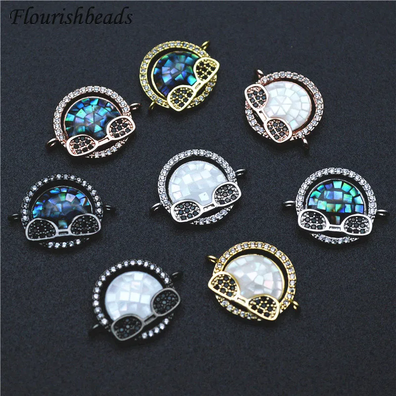 

Бусины из натуральной ракушки Абалон, пурпурный фианит, в стиле хипсопа, с головой DJ, портрет, два искусственных разъема, подвеска для брасле...