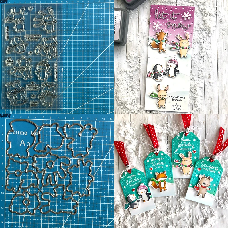 

Металлические штампы и штампы счастливая богиня животные в снегу Сделай Сам Скрапбукинг Фотоальбом декоративное тиснение бумажная карточ...