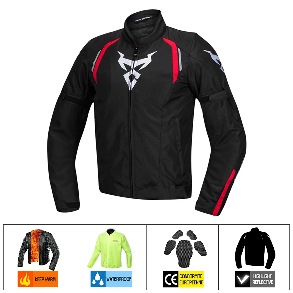 1801-02 Jacket Мотоциклетная куртка для мотоциклистов, мужской комплект, ветрозащитная Водонепроницаемая мотоциклетная куртка для езды на мотоцикле+ штаны, костюм, бронежилет для мотозащиты - Цвет: 1801-02 Jacket