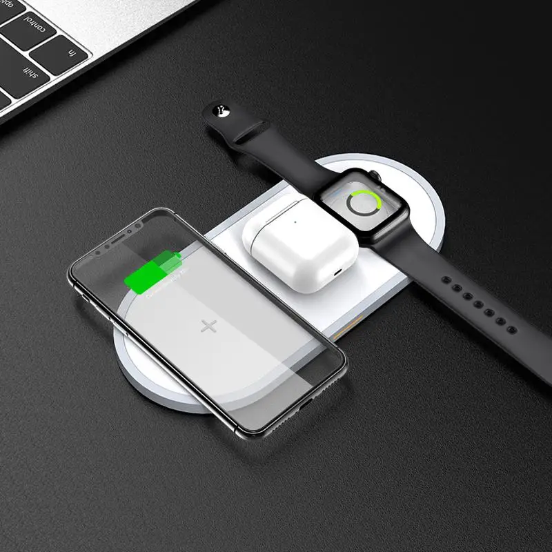 

Быстрое беспроводное зарядное устройство 2 в 1 для смартфонов и Apple Watch