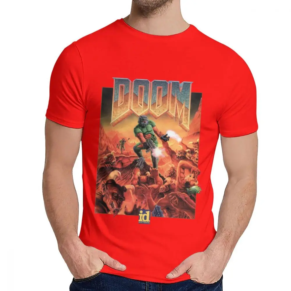 Picture Custom Doom II Hell On Earth 1994 T Shirt For Male Summer Cool Man Cotton T Shirt S-6XL - Цвет: Красный