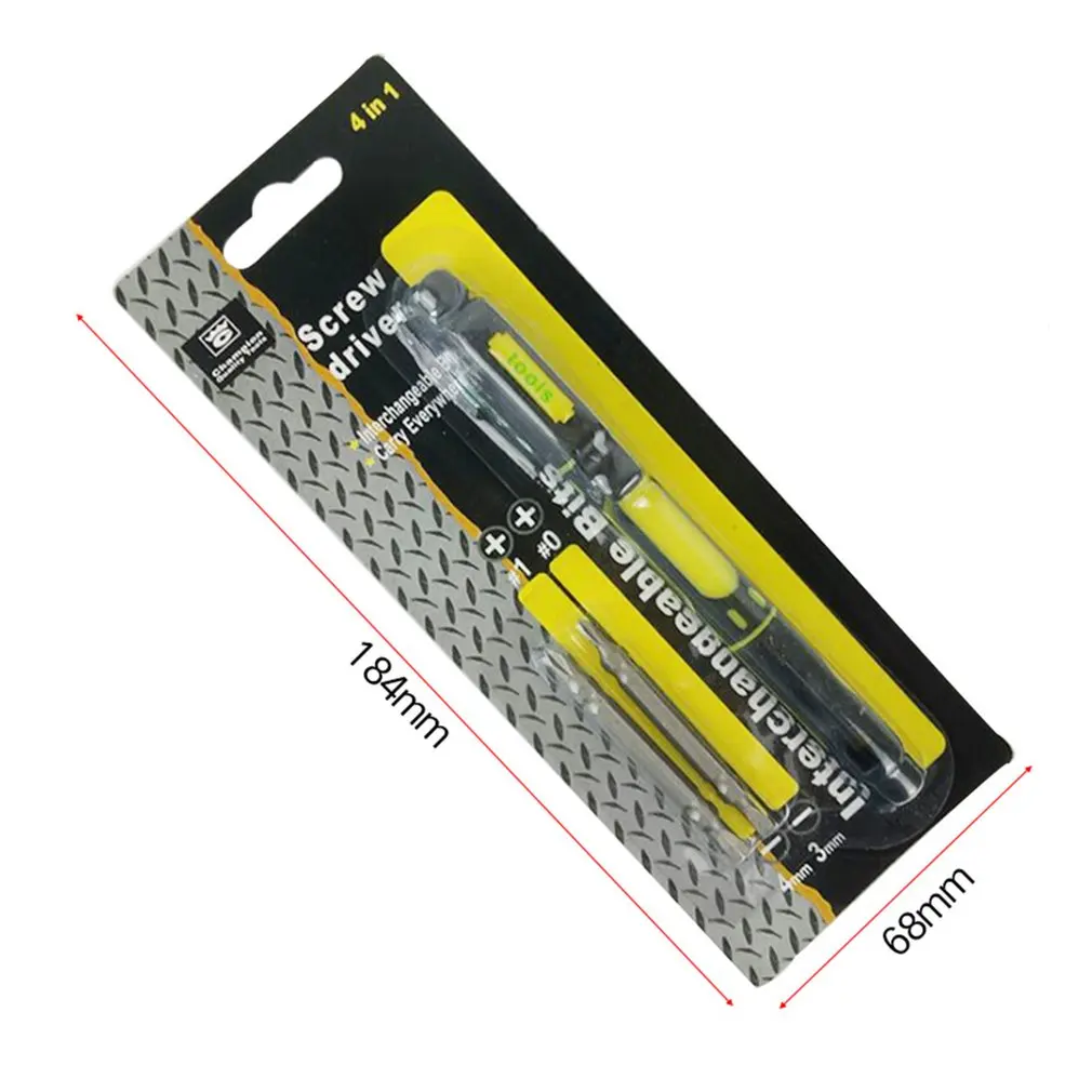 

Multifunctional 4 in 1 Alloy Slotted/Phillips Screwdrivers Pen Style Precision Dual Interchangeable Repair Tool Kit